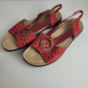 Earth Origins Tawny Talia Red Slingback Lightweight Leather Sandal Women Size 11